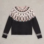 White Stuff Mono Fairisle Jumper Black Multi