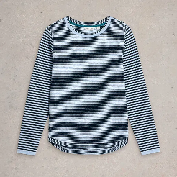 White Stuff Clara Sparkle Long Sleeve T-Shirt Blue Multi