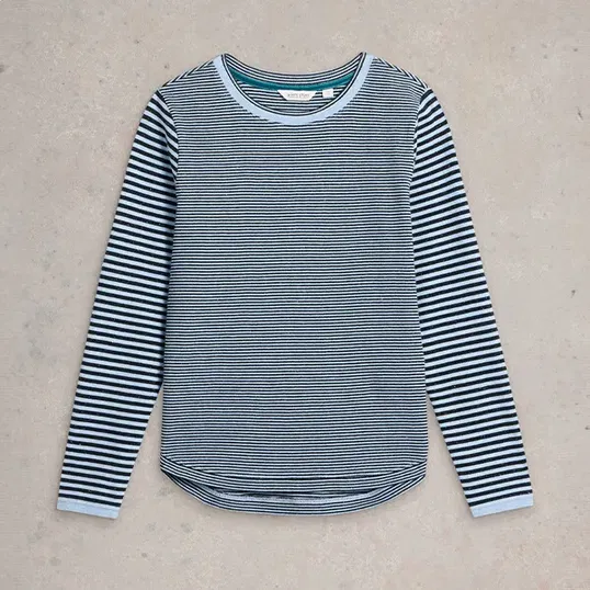 White Stuff Clara Sparkle Long Sleeve T-Shirt Blue Multi