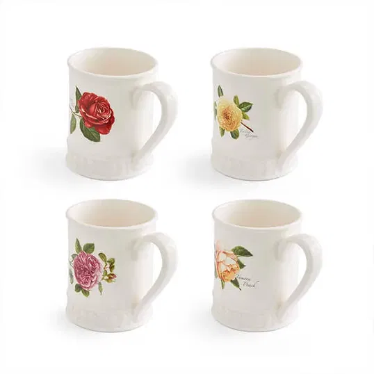 Portmeirion Botanic Roses Embossed Collection Tankards Mixed Mug Set