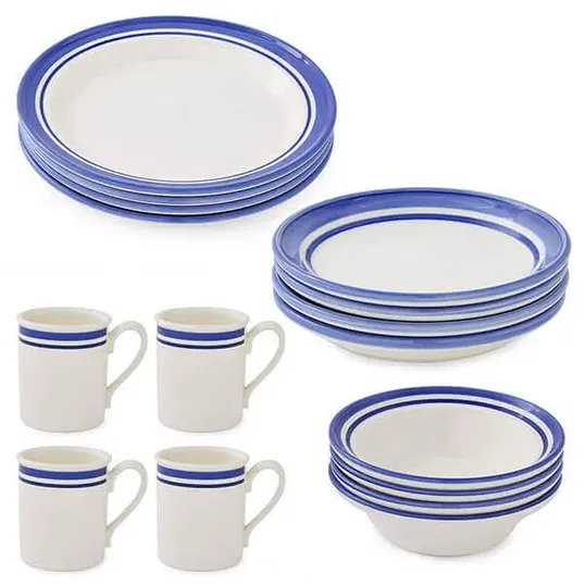 Portmeirion Potters Stripe 16 Piece Set Blue