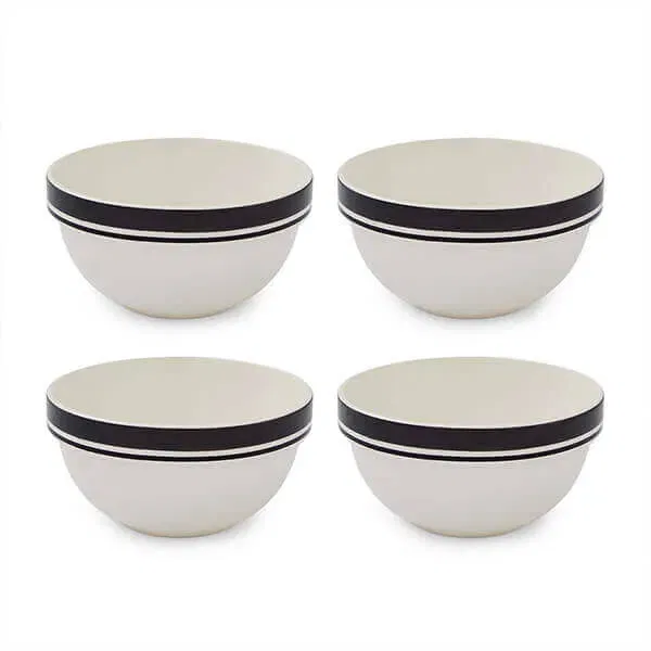 Portmeirion Potters Stripe Set of 4 17.7cm Stacking Bowls Black