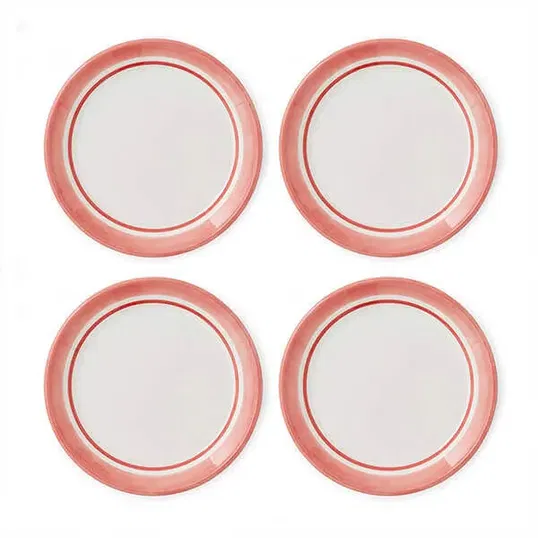 Portmeirion Potters Stripe Set of 4 12.5cm Bread Plates Red