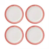 Portmeirion Potters Stripe Set of 4 25cm Plates Red