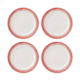 Portmeirion Potters Stripe Set of 4 25cm Plates Red
