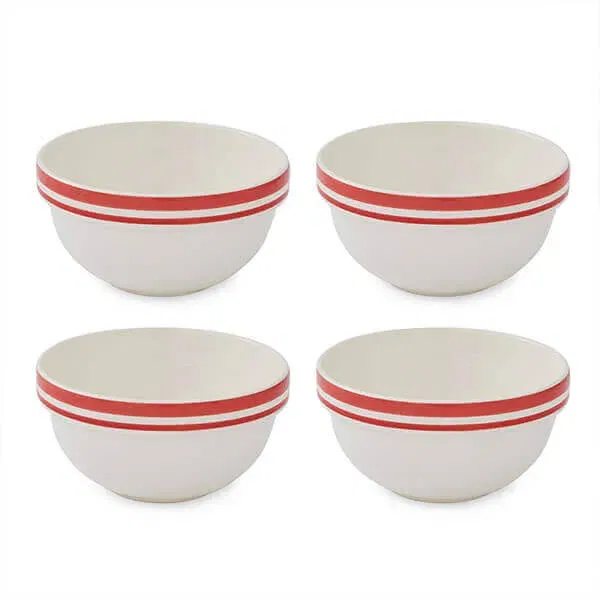 Portmeirion Potters Stripe Set of 4 12.5cm Stacking Bowls Red