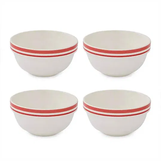 Portmeirion Potters Stripe Set of 4 14cm Stacking Bowls Red