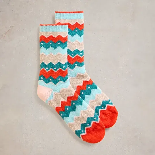 White Stuff Ziggy Sparkle Cabin Socks Pink Multi