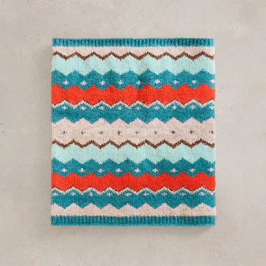 White Stuff Zig Zag Fairisle Snood Teal Multi