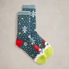 White Stuff Kissing Robins Cabin Socks Teal Multi