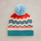 White Stuff Zig Zag Fairisle Beanie Teal Multi