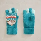 White Stuff Zig Zag Flip Mittens Teal Multi
