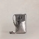 White Stuff Clara Buckle Leather Phone Bag Pewter Metallic