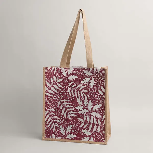 Seasalt Jute Shopper Frosted Leaves Dahlia