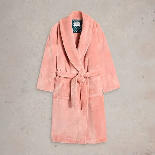 White Stuff Clover Cosy Dressing Gown Mid Pink