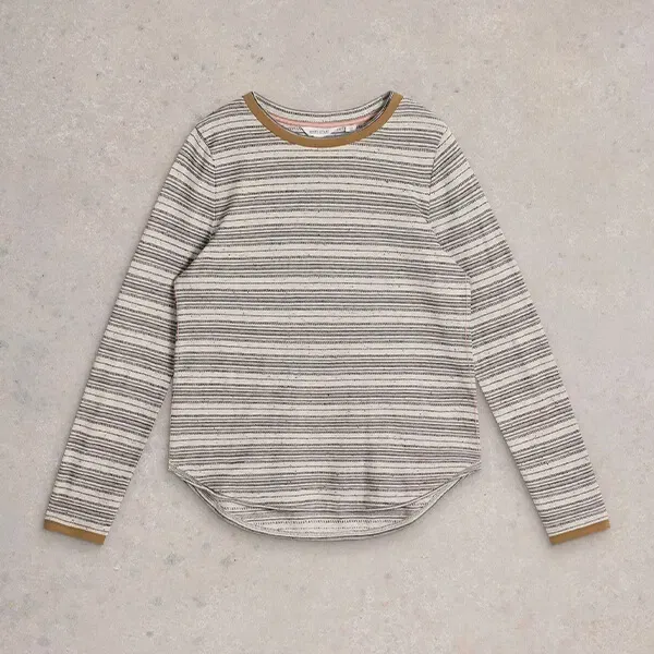 White Stuff Clara Stitch Long Sleeve T-Shirt Natural Multi