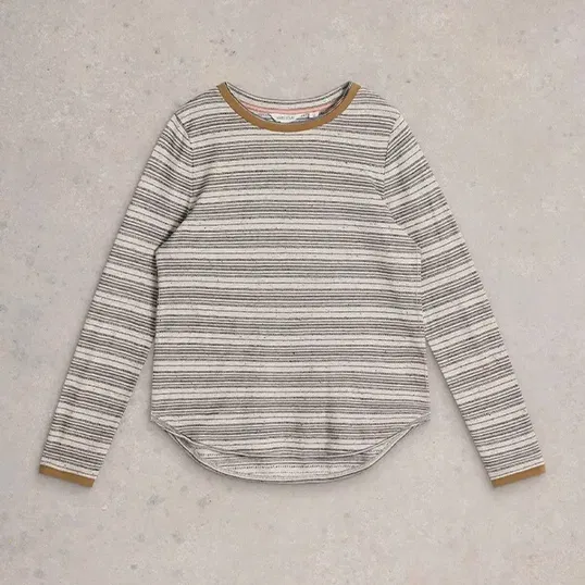 White Stuff Clara Stitch Long Sleeve T-Shirt Natural Multi