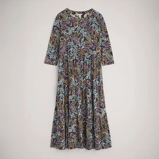 Seasalt Line Strokes Dress Inked Foliage Onyx