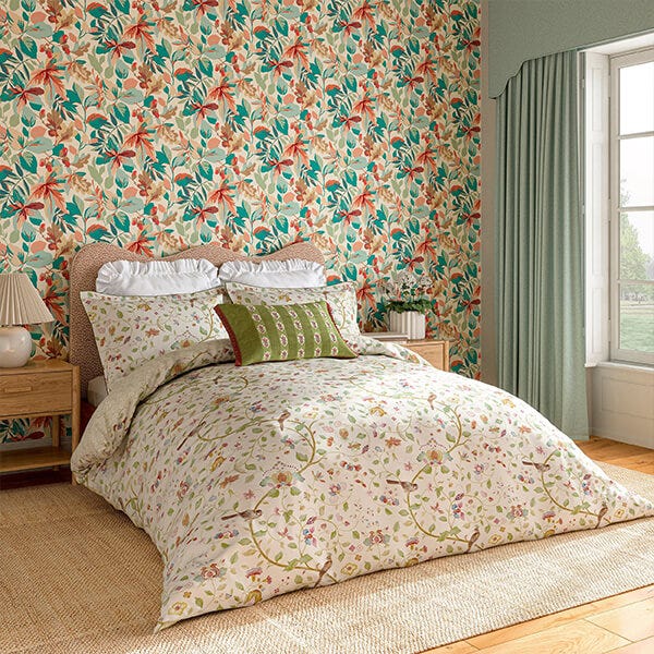 Sanderson April's Garden Duvet Cover Single Olive & Mulberry