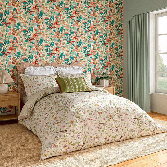 Sanderson April`s Garden Duvet Cover Single Olive & Mulberry